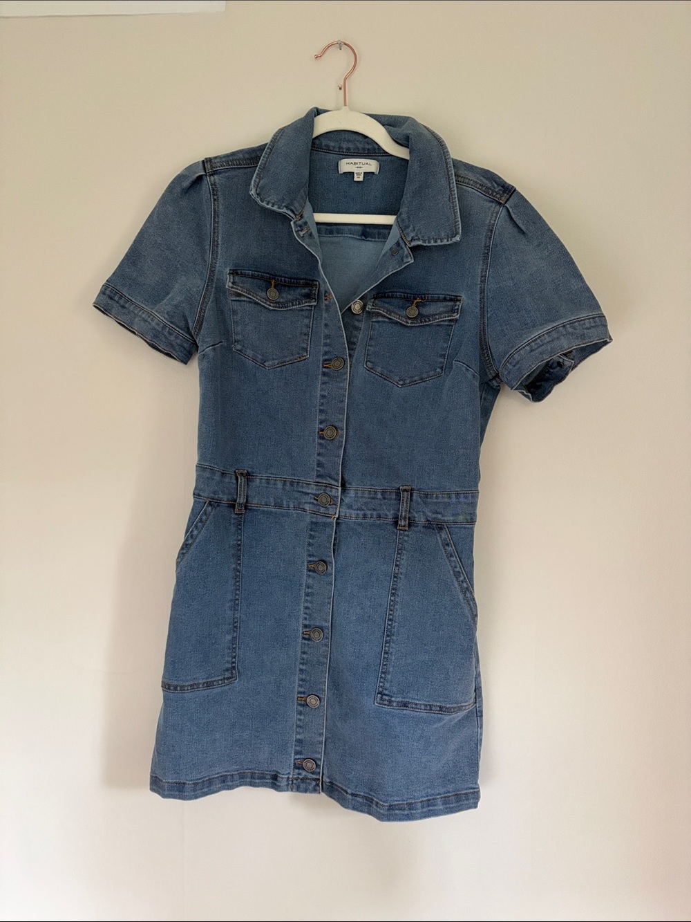 Habitual Blue Short-Sleeve Denim Mini Dress